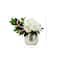 16" Artificial White Peony Dahlia Arrangement with White Vase